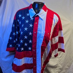 Red white navy flag men’s shirt